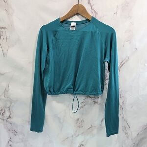 Gymshark Shirt Womens Medium Teal Blue Long Sleeve Lightweight Crop